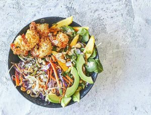 Peanutskål med kokosrejer