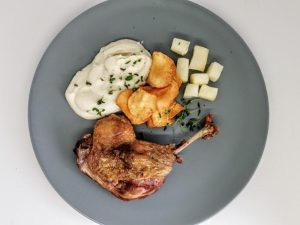 Confit de canard med jordskokker på 3 måder