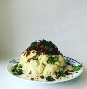 Maskeret blomkål med bacon