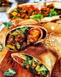 Æggewraps med spicy oksekødsfyld