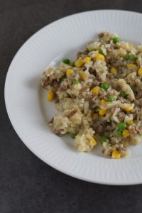 Ris og Ros (børnevenlig ret med hakket oksekød og ris)