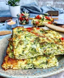 Æggekage med grønt og tomatsalat