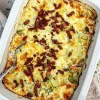 Alt i ét kartoffelfad med porrer, skinke og bacon
