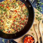 Omelet med grønkål, bacon og peberfrugt1