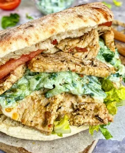 Pitabrød med kyllingekebab og tzatziki