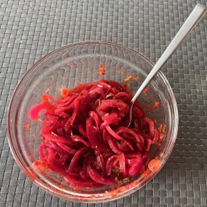 Cebollas Curtidas (Mexicanske syltede rødløg)